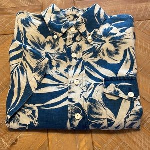 Ralph Lauren Linen Tropical Print Short Sleeve Polo